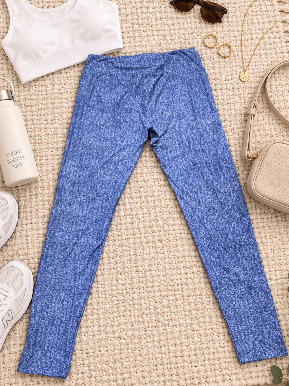 LuLaRoe TC Tall & Curvy Blue Heathered Leggings Buttery Soft Stretch